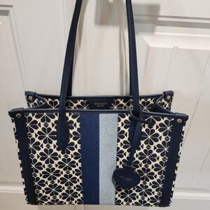 Kate Spade Flowered Jacquard Stripe Market Medium Tote